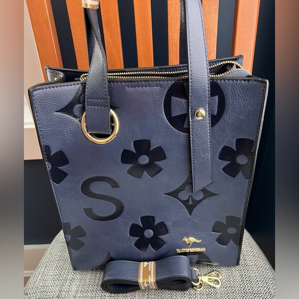 Navy Blue Designer Tote Bag - Picture 4 of 8